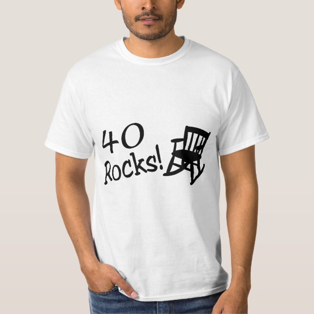 Camiseta 40 rochas (cadeira de balanço preta) (Frente)