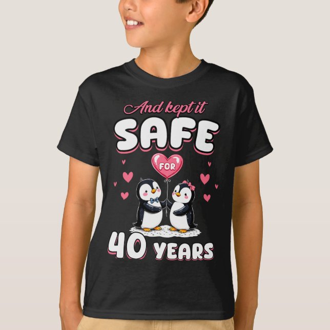 Camiseta 40 Years Wedding Anniversary Penguin Couples Match (Frente)