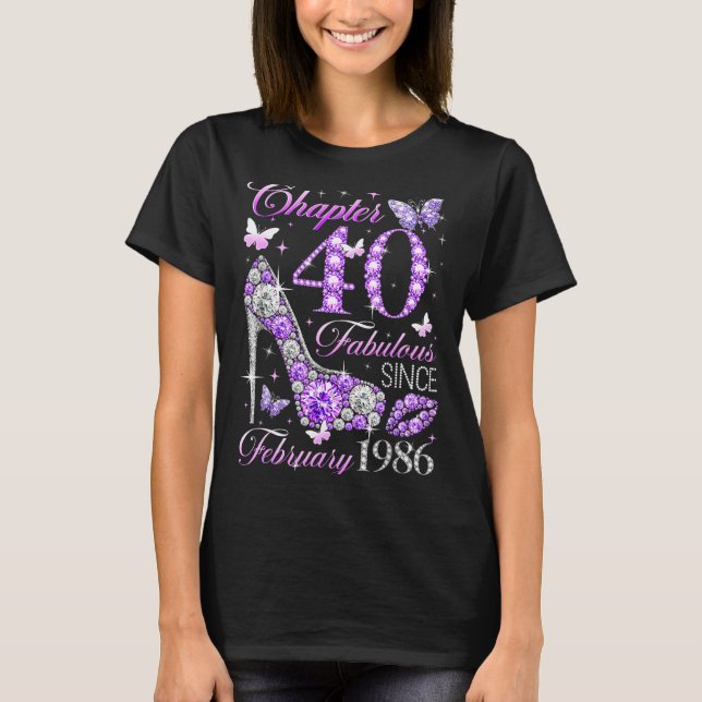 Camiseta 40th Birthday Queen Chapter 40 Fabulous Since 1986 (Frente)