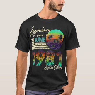 Camiseta 40Thbirthdaygifts Legendary Since June 1981 40Th B