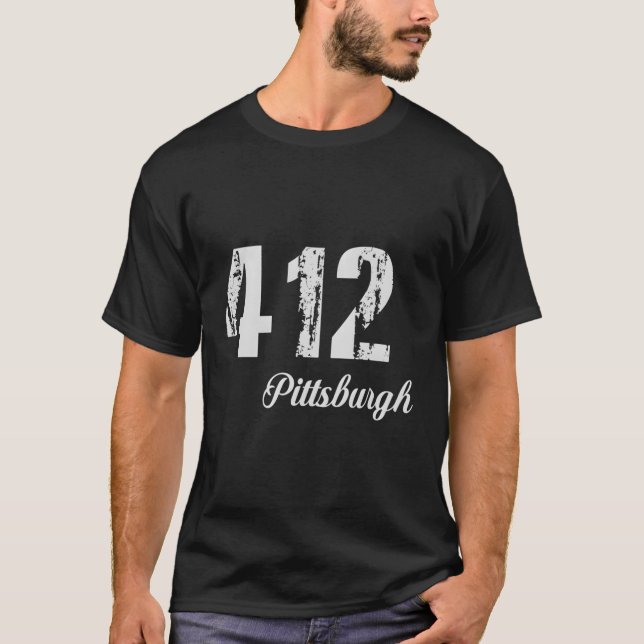 Camiseta 412 Código de área de Pittsburgh em relevo (Frente)