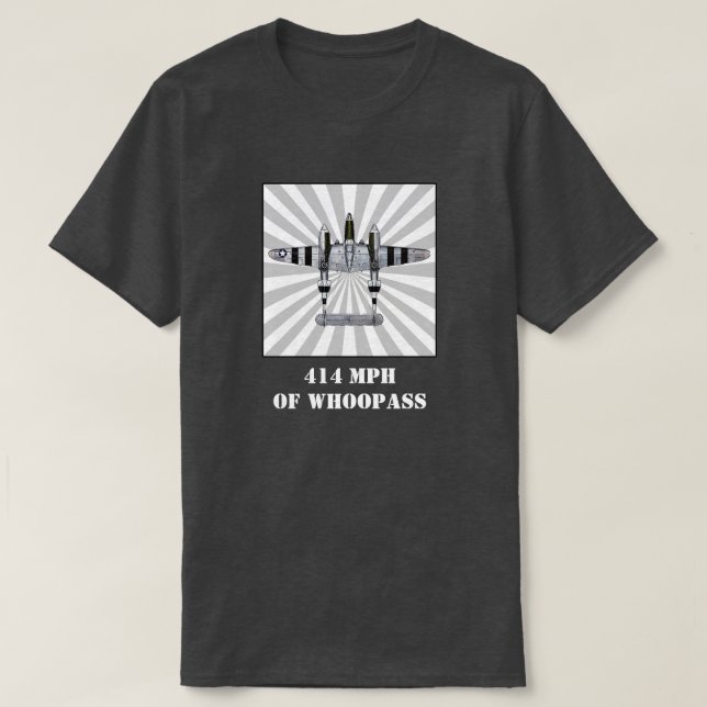 Camiseta 414 MPH de Whoopass - P-38 Lightning (Frente do Design)