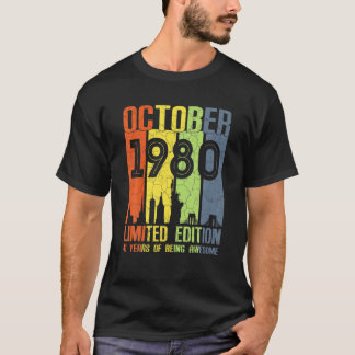 Camiseta 41 anos Presentes Vintage outubro de 1980 41Rua Na