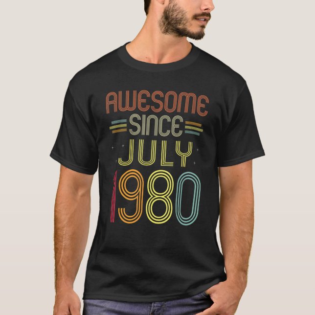 Camiseta 42º Aniversário Incrível Desde Julho De 1980 42 An (Frente)