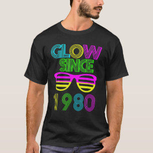 Camiseta 42º Brilho De Aniversário Desde 1980 Vintage Óculo