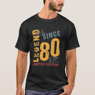 Camiseta 42 Anos De Idade Vintage 1980 42ª Decoração De Ani