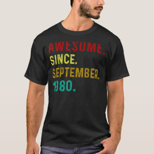 Camiseta 42 anos de incrível desde setembro de 1980 Vintage