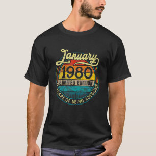 Camiseta 42 Anos De Janeiro De 1980 Aniversário 42º Anivers