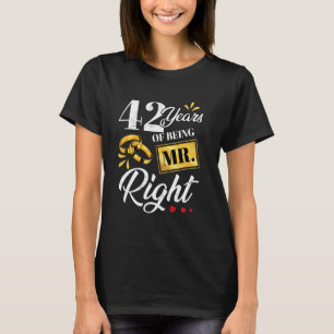 Camiseta 42 Anos De Ser O Sr. Certo Engraçado Casal Casando