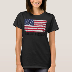 Camiseta 43º Aniversário Vintage Usa Flag Incrível Desde 19