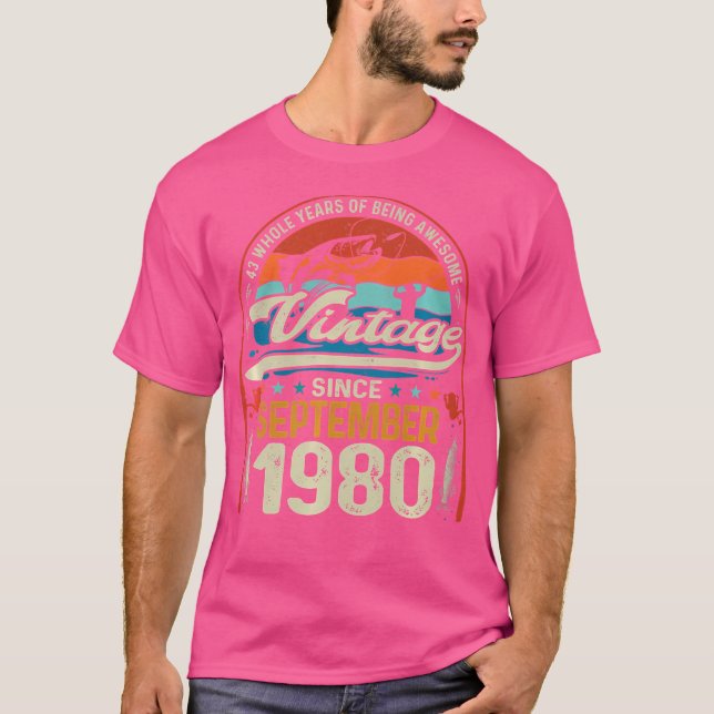 Camiseta 43 Anos De Idade Da Pesca Com Voo Setembro De 1980 (Frente)