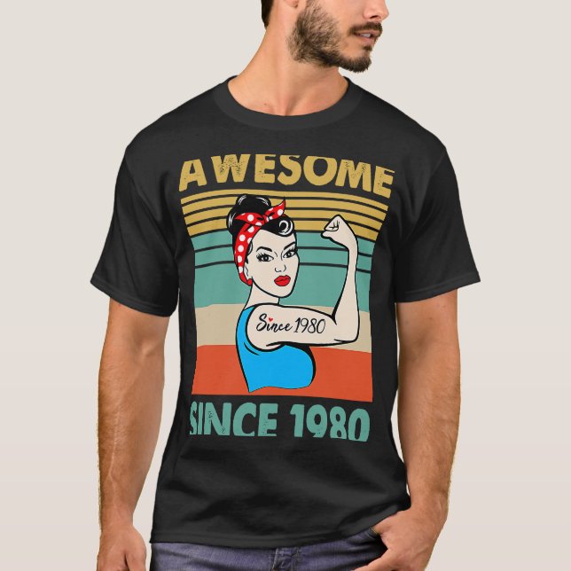 Camiseta 43 anos é incrível desde 1980 43º aniversário (Frente)