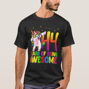 Camiseta 44 Anos De Aniversário Unicórnio Dabbing 44 Birthd