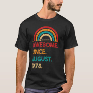 Camiseta 44 anos é incrível desde agosto de 1978 44 Birthd