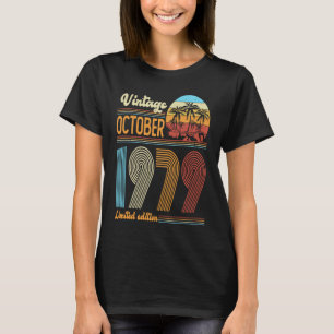Camiseta 44 anos Vintage de aniversário outubro de 1979 Mul