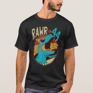 Camiseta 44 Birthday Dinossaur 44 Anos Nascimento De Dinoss