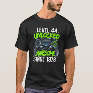 Camiseta 44 Birthday Gaming Level 44 Sin Incrível Desbloqu