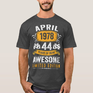 Camiseta 44 Birthday Gift Men Vintage abril de 1978 44 Anos