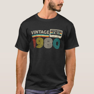 Camiseta 44 Birthday Gifts Vintage 1980 Cassette Tape