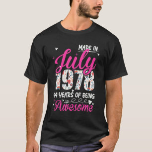 Camiseta 44 Birthday Incrível Desde Julho De 1978