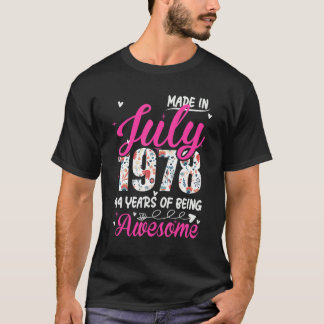 Camiseta 44 Birthday Incrível Desde Julho De 1978