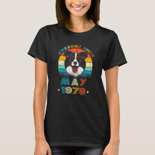 Camiseta 44 Birthday Love Border Collie Dog 44 Anos Desde