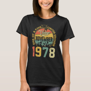Camiseta 44 Birthday Vintage Novembro De 1978 44 Anos