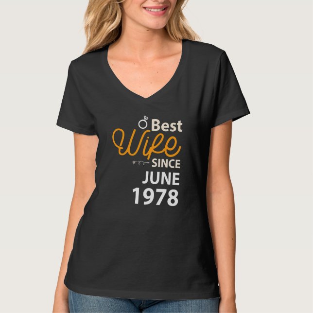 Camiseta 44 Casamento Melhor Esposa Desde junho de 1978 (Frente)