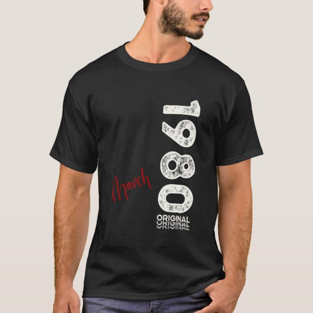 Camiseta 45º aniversário do homem original março de 1980 45 (Frente)