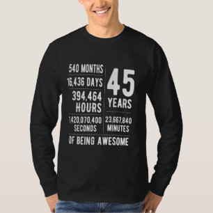 Camiseta 45º aniversário Homens Mulheres Engraçadas 45 anos