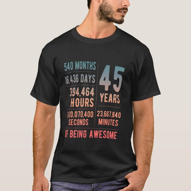 Camiseta 45º aniversário Homens Mulheres Engraçadas 45 anos (Frente)
