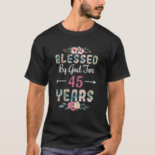 Camiseta 45º Aniversário Mulher abençoada por Deus por 45 a