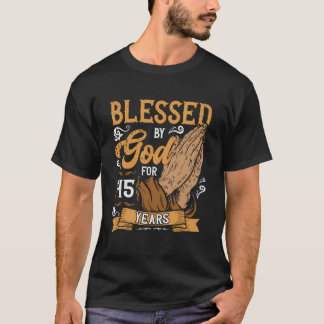 Camiseta 45º Tema Religioso De Aniversário Abençoado Por De
