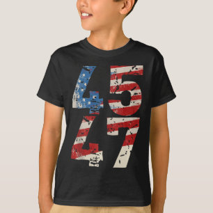 Camiseta 45 47 Apoio Trump Repub de Reeleição de Bandeiras 