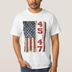 Camiseta 45 47 Bandeira EUA Vintage Trump 2025 Presidente 4