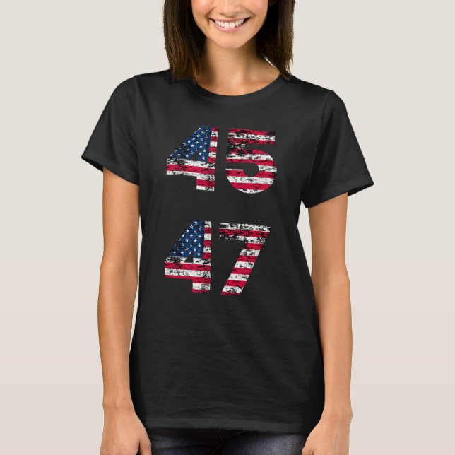 Camiseta 45 47 Donald Trump 2024 Eleição Eu Apoio Trump (Frente)