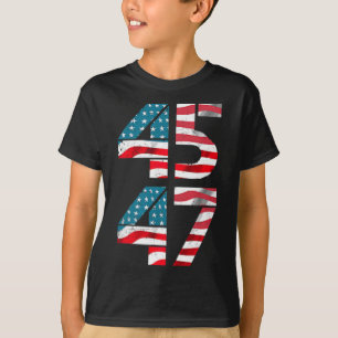 Camiseta 45 47 Presidente Trump Vintage American Flag Pocke