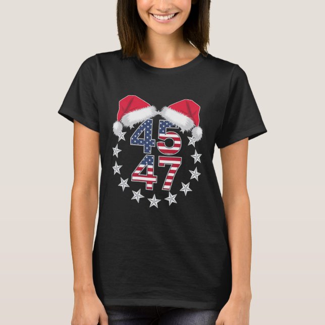 Camiseta 45 47 Presidente Usa Santa Hat Cristo (Frente)