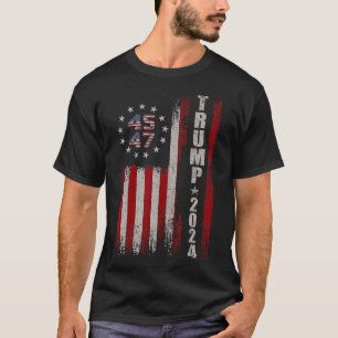 Camiseta 45 47 Trump 2024 American Flag