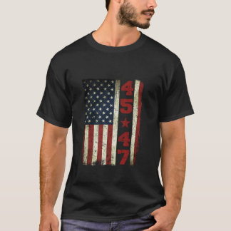 Camiseta 45 47 Trump Vintage EUA Flag 2024 Presidente Elect