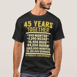 Camiseta 45 anos Aniversário 45 Casais de presente para cas