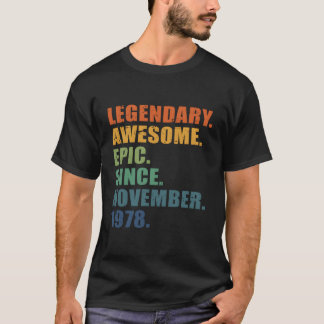 Camiseta 45 Anos Homens Aniversário 45 De Novembro De 1978