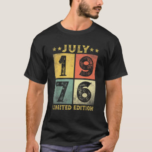 Camiseta 45 anos Vintage julho 1976 45º aniversário