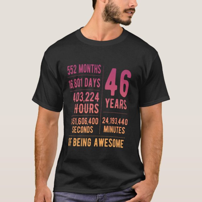 Camiseta 46º aniversário Homens Mulheres Engraçadas 46 anos (Frente)