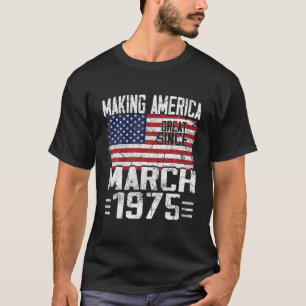 Camiseta 46º Aniversário Presente Março De 1975 Bandeira Am