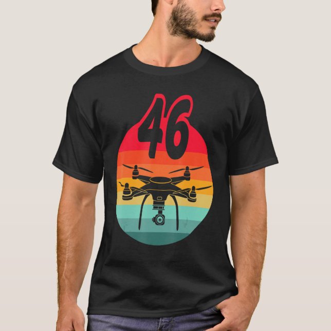 Camiseta 46.º Aniversário I - Drones com controle remoto re (Frente)