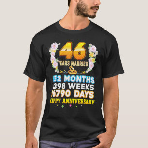 Camiseta 46 anos casados Feliz 46.º aniversário de casament