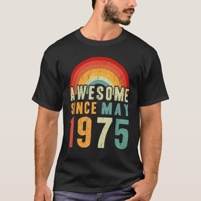 Camiseta 47º Aniversário Impressionante Desde maio de 1975  (Frente)