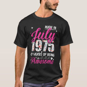 Camiseta 47º aniversário incrível desde julho de 1975 Flora