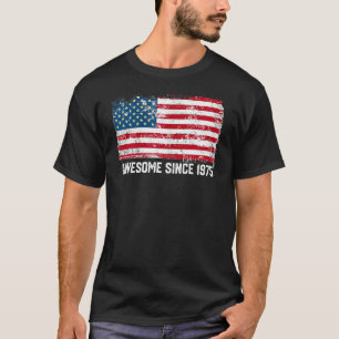 Camiseta 47º Aniversário Vintage Usa Flag Incrível Desde 19